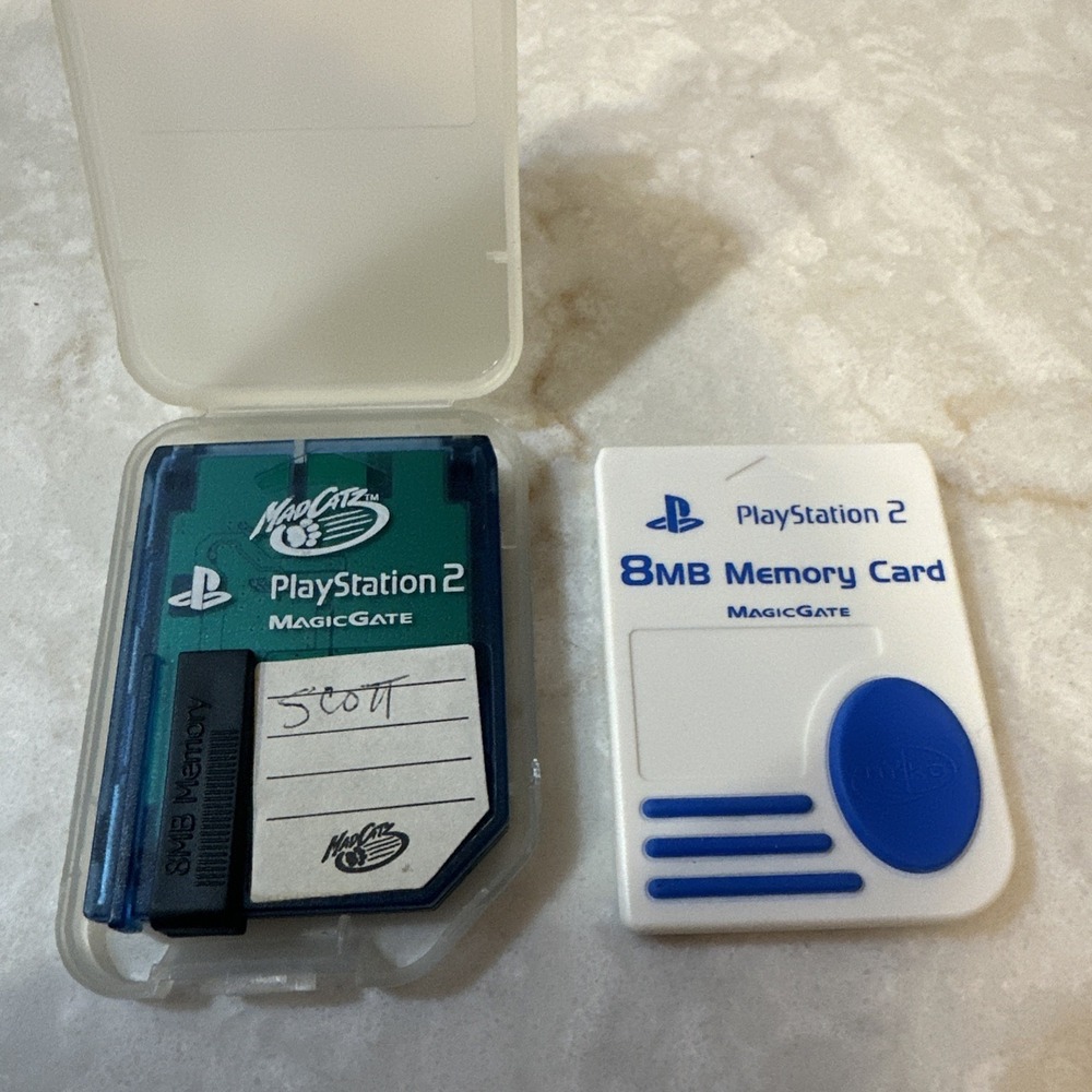 Sony Playstation 2 PS2 OEM MagicGate 8mb Memory Card Lot of 2
